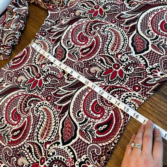Shelby & Palmer Paisley Bell Sleeve Dress Size 10 Stretch Knit Boho Mod Retro - Picture 9 of 12